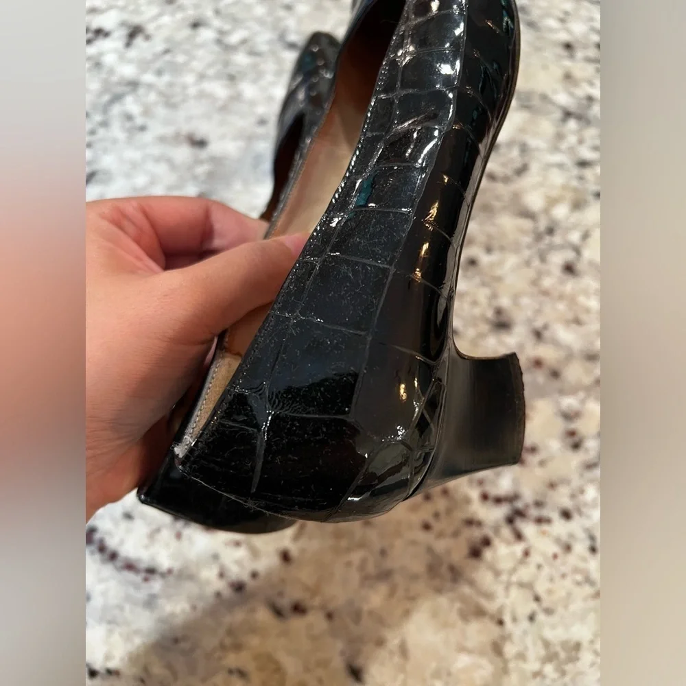 JB Martin Black Patent Leather Square Toe Heel 1.75”‎ Size US 6 UK 4
